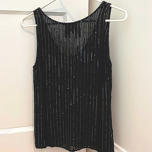 MaxMara Pianoforte Collection Sequined Silk Black Sleeveless Blouse - Picture 2 of 5